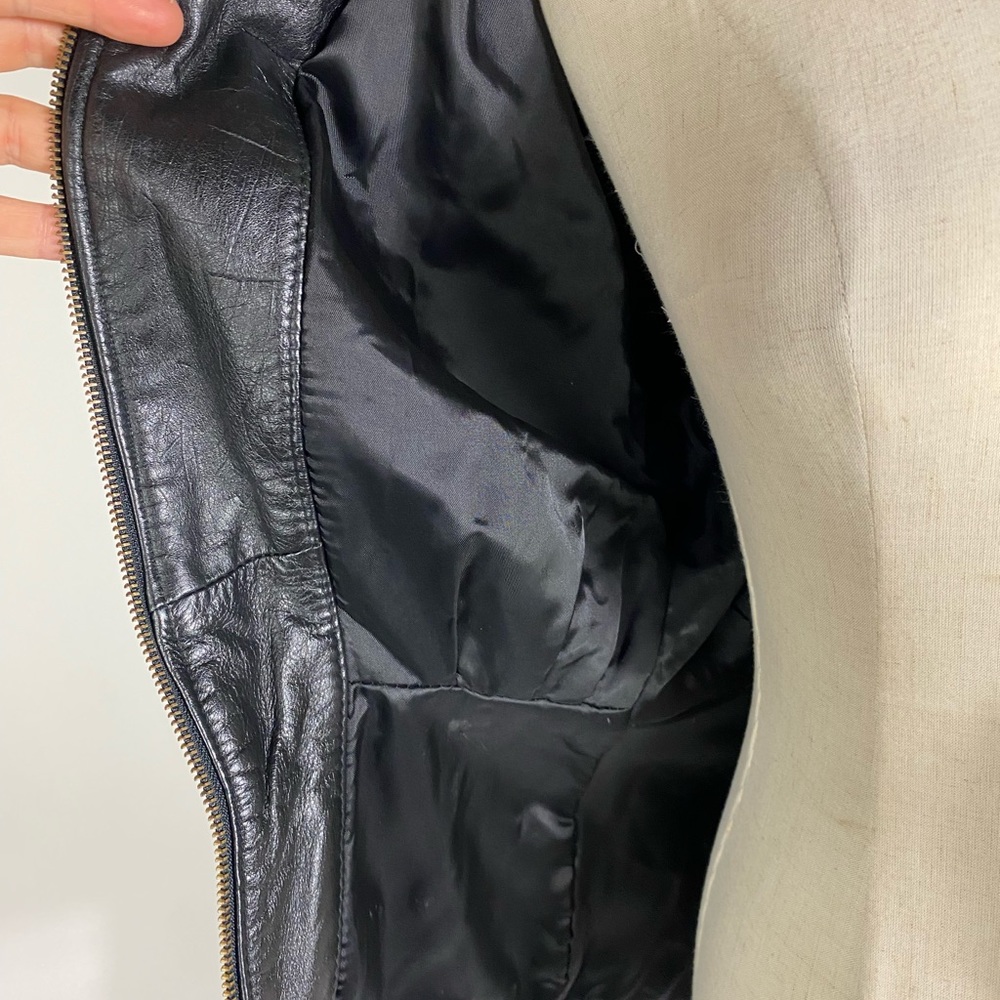 VINTAGE WILSONS Womens 90s Leather Hooded Moto Jacket Gold Tone Hardware XS - Picture 8 of 12